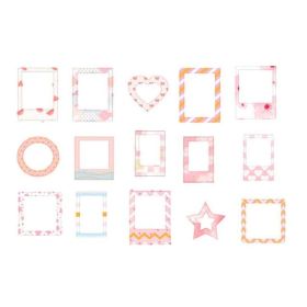 15 Pcs Pink Paper Picture Frame Stickers Phote Album Border Sticker for Journal Diary Planner Scrapbooking Supplies