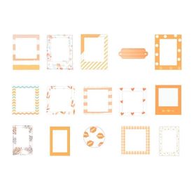 15 Pcs Orange Paper Picture Frame Stickers Phote Album Border Sticker for Journal Diary Planner Scrapbooking Supplies