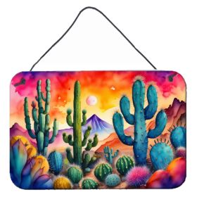 NEW Cactus in Color Wall or Door Hanging Prints Aluminum Metal Sign Kitchen Wall Bar Bathroom Plaque Home Decor, 8HX12W, Multicolor