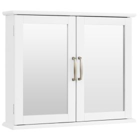 2-Tier Wall-Mounted Mirror Storage Cabinet with Handles for Bathroom