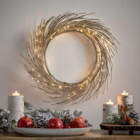 24" LED Lighted Paper Wreath with Timer for Valentine's Day Décor, Warm Lights, Battery Operated